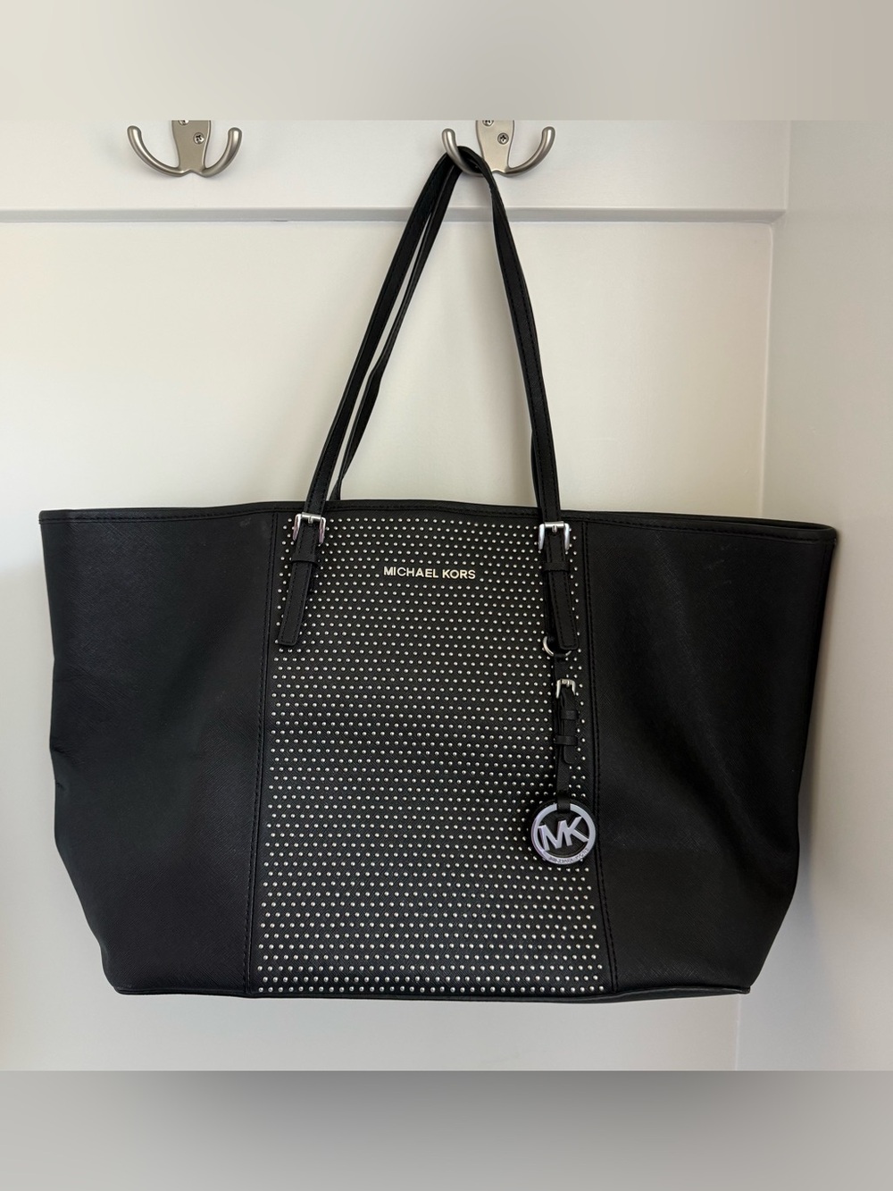Michael Kors Jet Set Travel Studded Tote Bag Black NEW